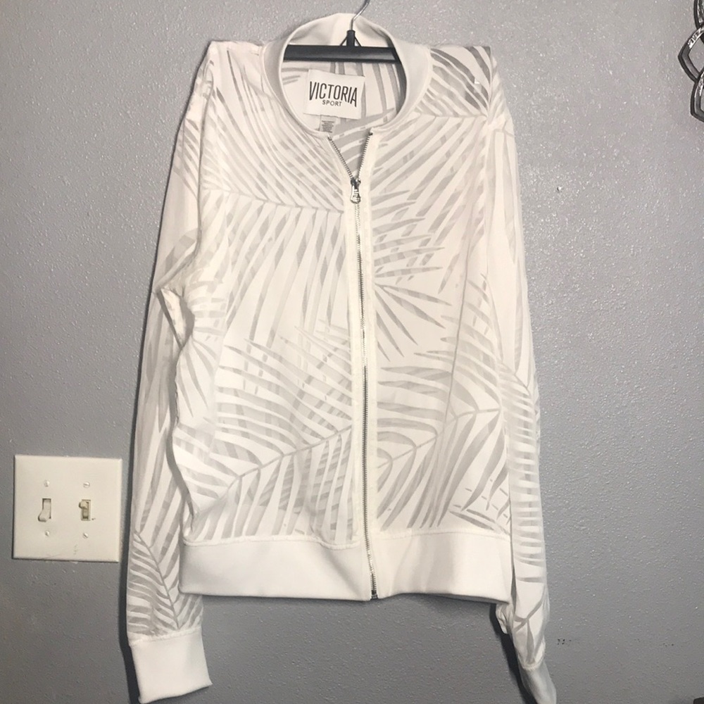 Victoria Secret Sport White‎ Palm Print Jacket Size M